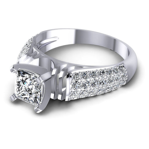 0.95CT Princess And Round  Cut Diamonds Engagement Rings