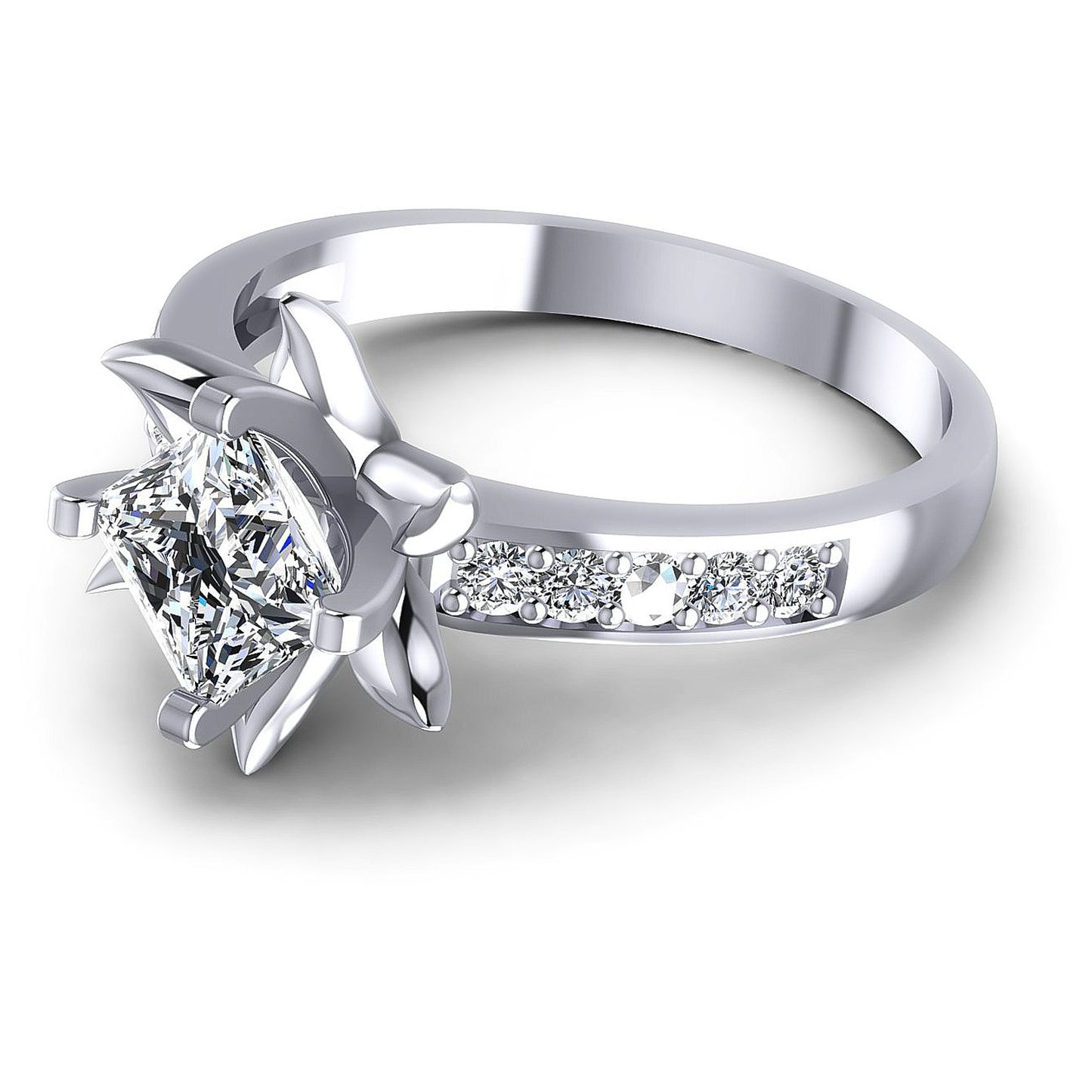 0.60CT Princess And Round  Cut Diamonds Engagement Rings