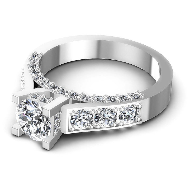 Round Diamonds 1.10CT Engagement Ring in 14KT Rose Gold
