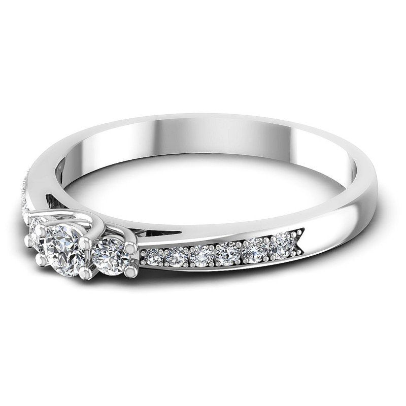 Round Diamonds 0.45CT Three Stone Ring in 14KT Rose Gold