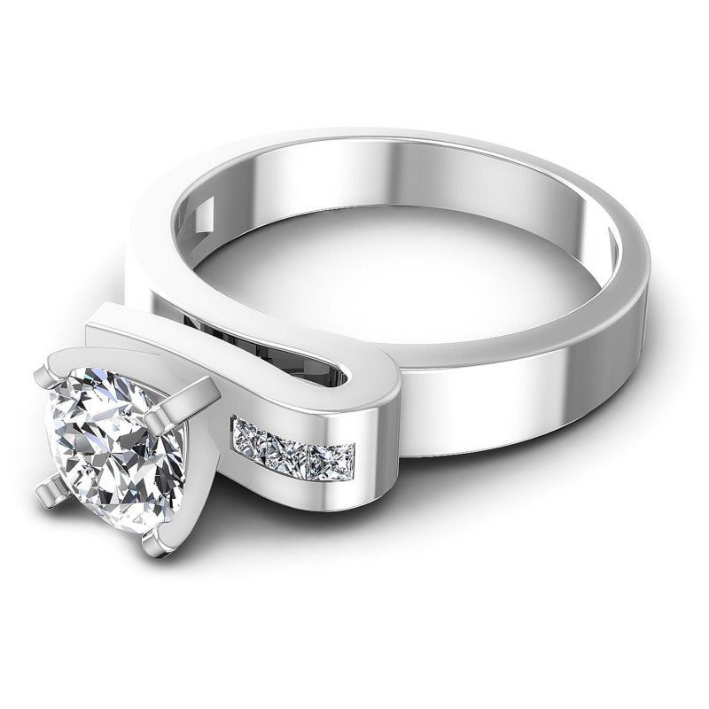 Princess and Round Diamonds 0.45CT Engagement Ring in 14KT Rose Gold