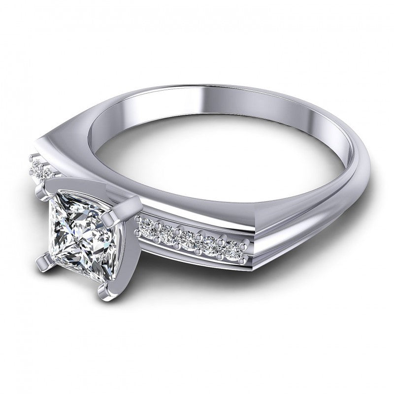 Princess and Round Diamonds 0.45CT Engagement Ring in 14KT Rose Gold