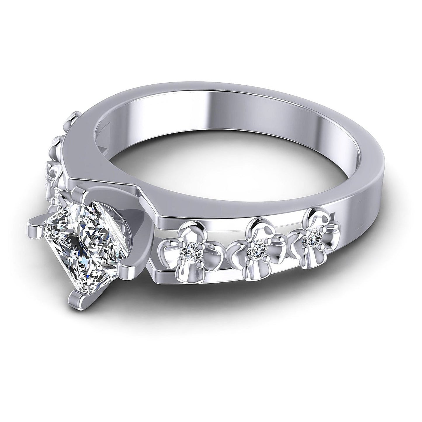 0.45CT Princess And Round  Cut Diamonds Engagement Rings