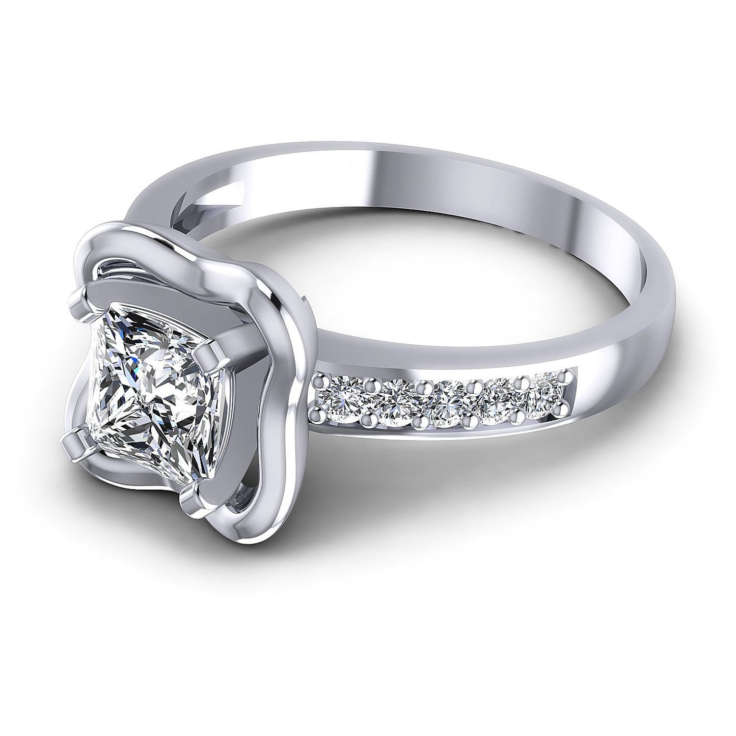 0.55CT Princess And Round  Cut Diamonds Engagement Rings