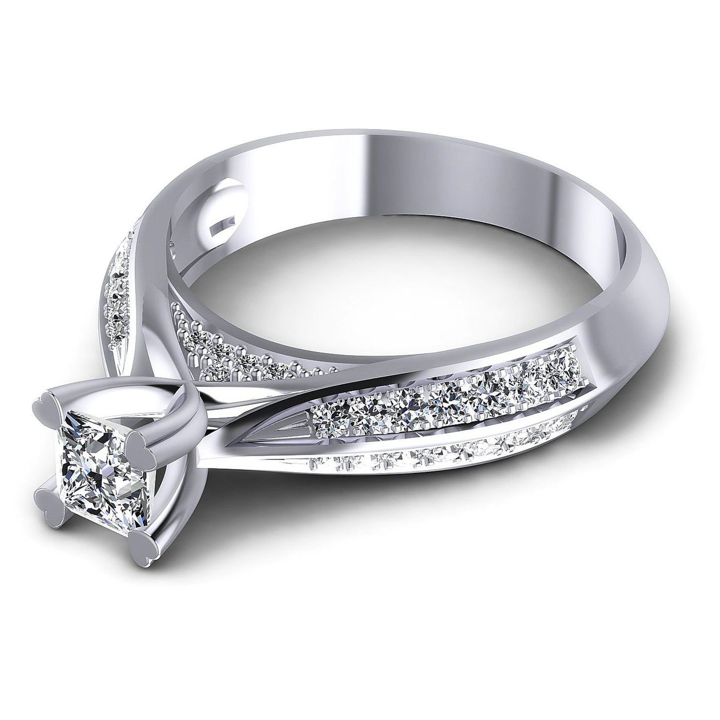 0.70CT Princess And Round  Cut Diamonds Engagement Rings