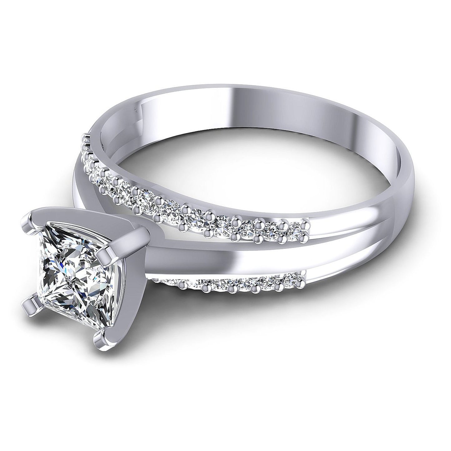 0.65CT Princess And Round  Cut Diamonds Engagement Rings