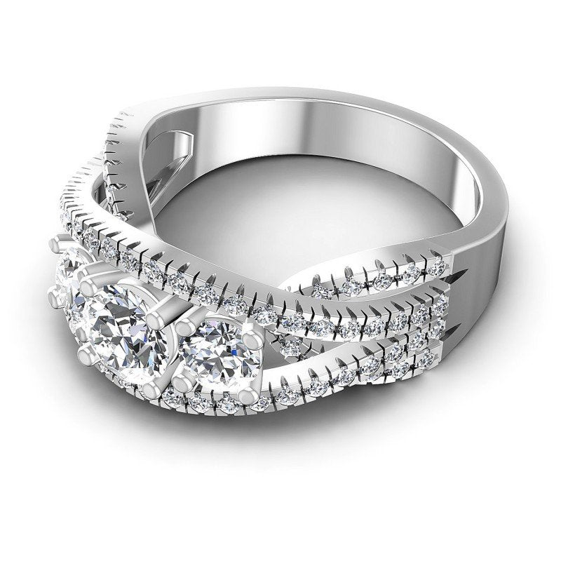 Round Diamonds 1.35CT Three Stone Ring in 14KT Rose Gold