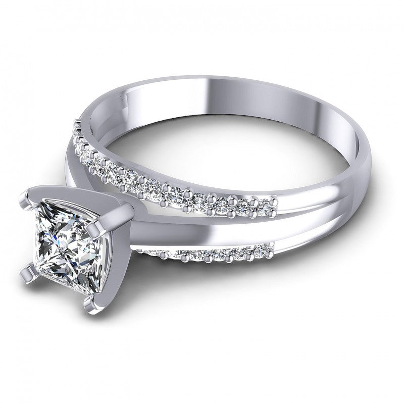 Princess and Round Diamonds 0.65CT Engagement Ring in 14KT Rose Gold