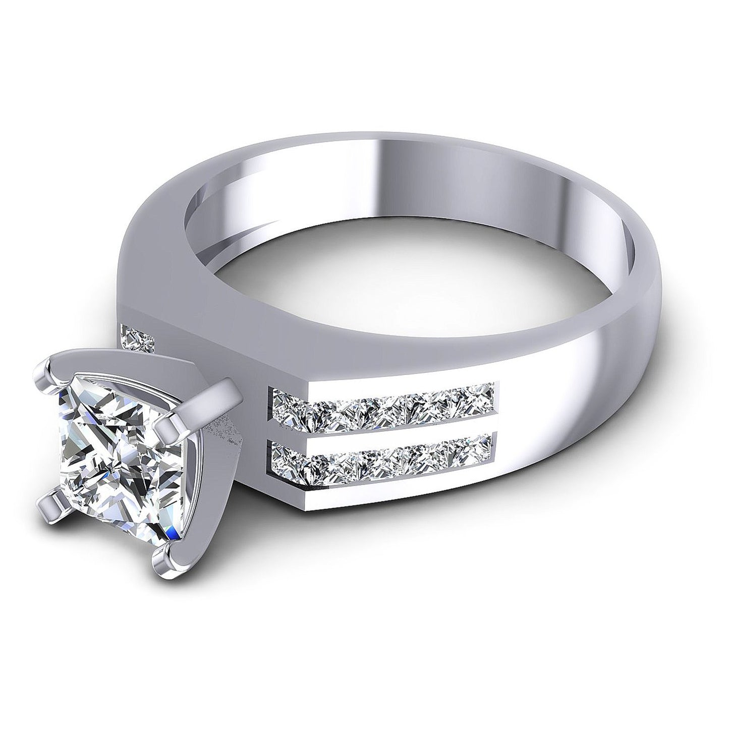 0.70CT Princess And Round  Cut Diamonds Engagement Rings