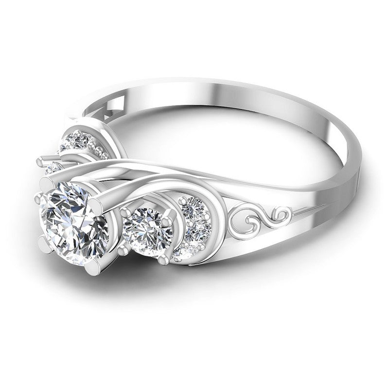 Round Diamonds 0.85CT Three Stone Ring in 14KT Rose Gold