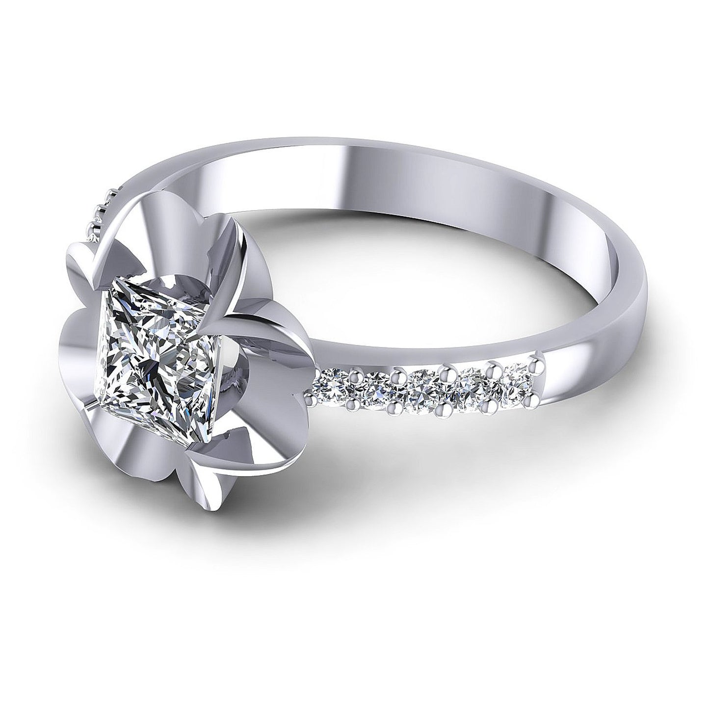0.55CT Princess And Round  Cut Diamonds Engagement Rings