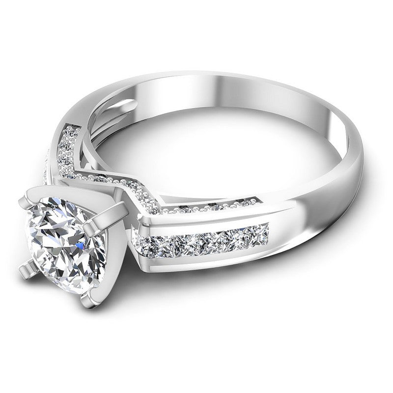 Princess and Round Diamonds 0.80CT Engagement Ring in 14KT Rose Gold