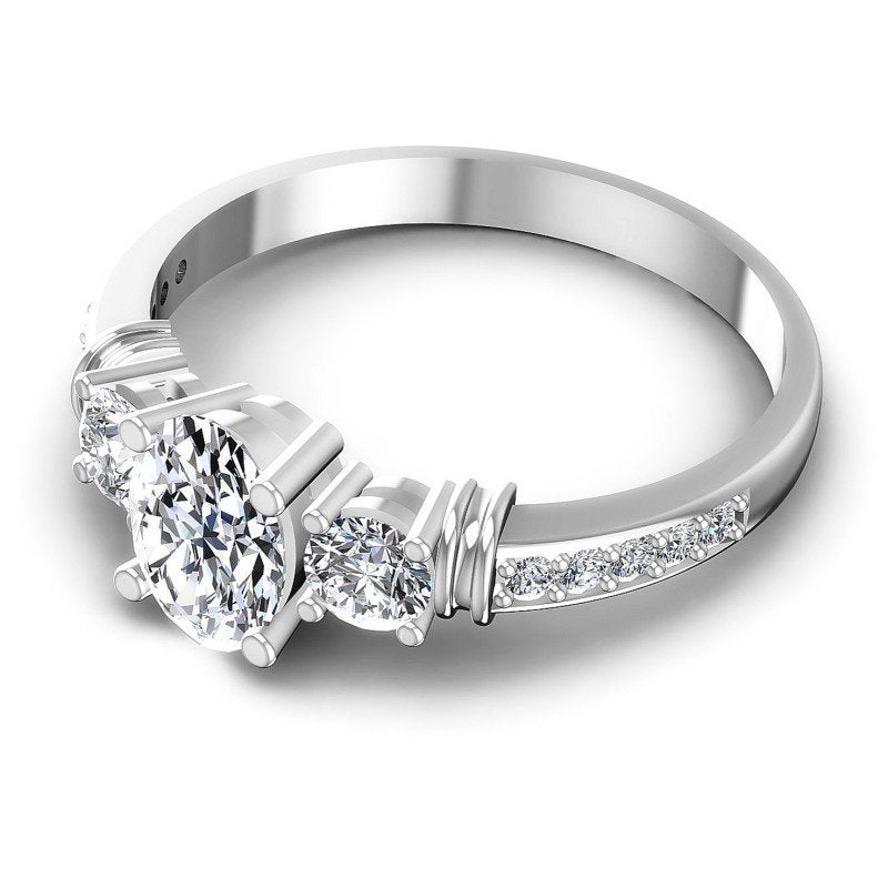 Round and Oval Diamonds 1.00CT Three Stone Ring in 14KT Rose Gold