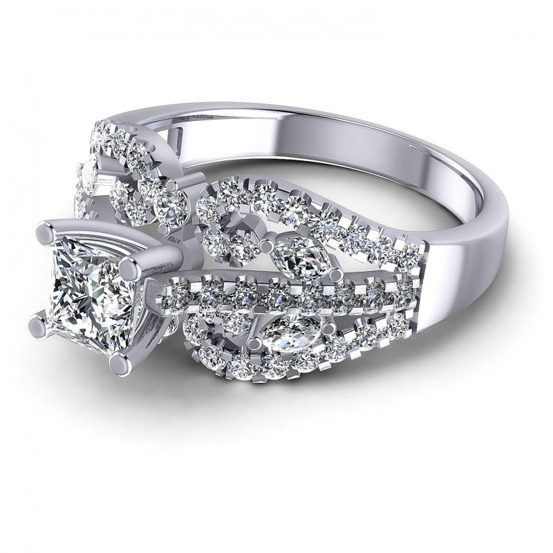 Princess and Round and Marquise Diamonds 1.25CT Engagement Ring in 14KT Rose Gold