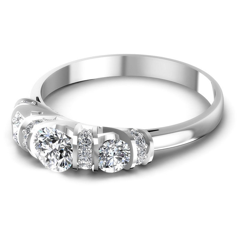 Round Diamonds 0.85CT Three Stone Ring in 14KT Rose Gold