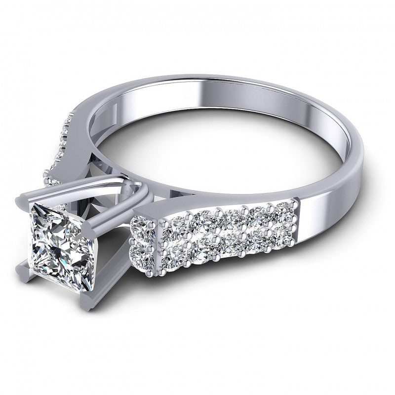 Princess and Round Diamonds 0.90CT Engagement Ring in 14KT Rose Gold