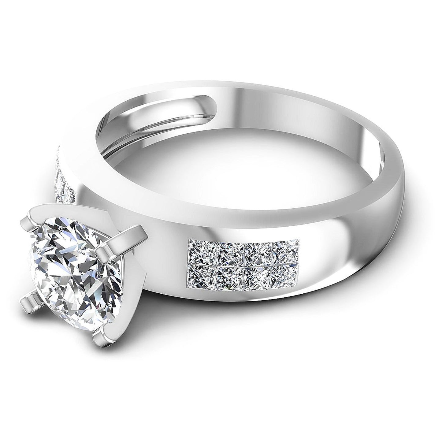 0.75CT Round And Princess  Cut Diamonds Engagement Rings
