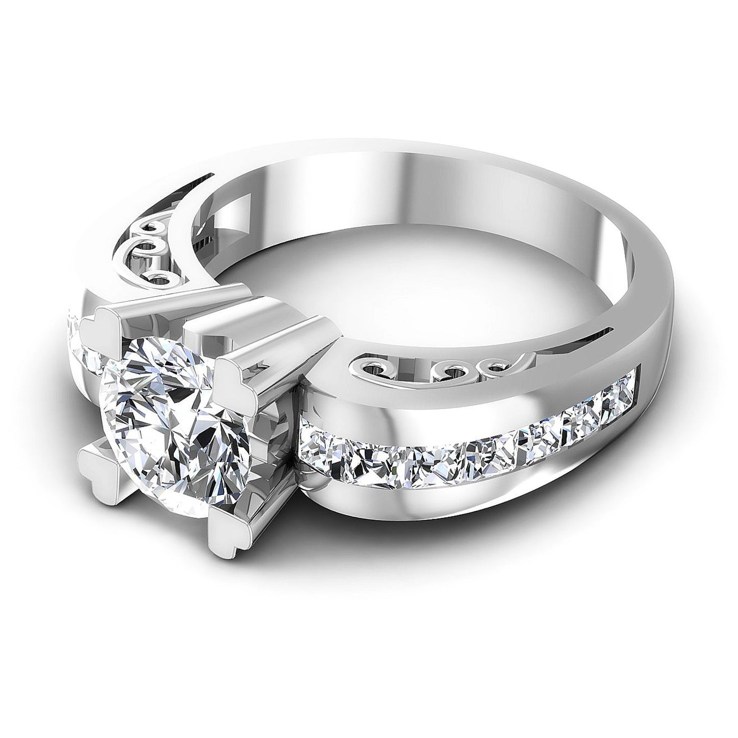1.35CT Round And Princess  Cut Diamonds Engagement Rings