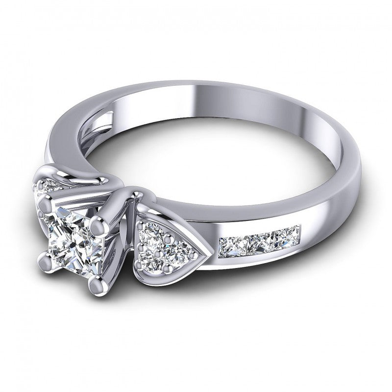 Princess and Round Diamonds 0.75CT Engagement Ring in 14KT Rose Gold