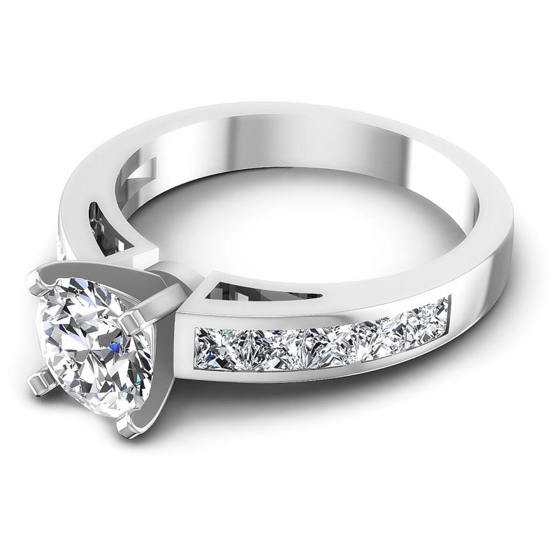 Princess and Round Diamonds 1.55CT Engagement Ring in 14KT Rose Gold