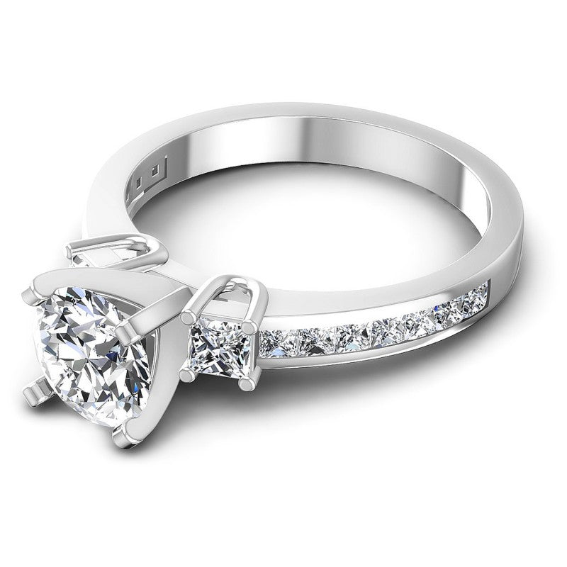 Princess and Round Diamonds 1.10CT Engagement Ring in 14KT Rose Gold