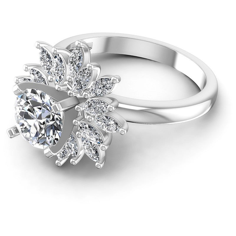 Round and Marquise Diamonds 1.05CT Engagement Ring in 14KT Rose Gold