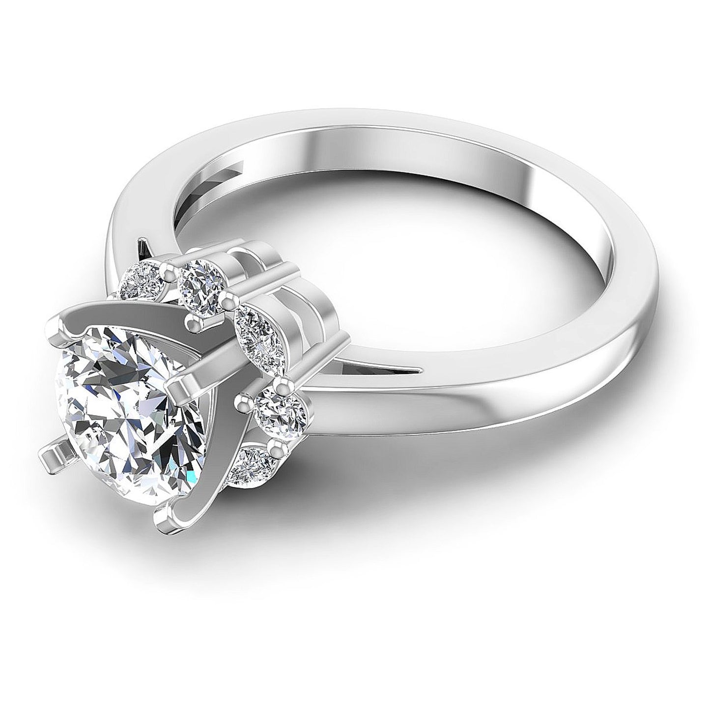 0.65CT Round And Marquise  Cut Diamonds Engagement Rings