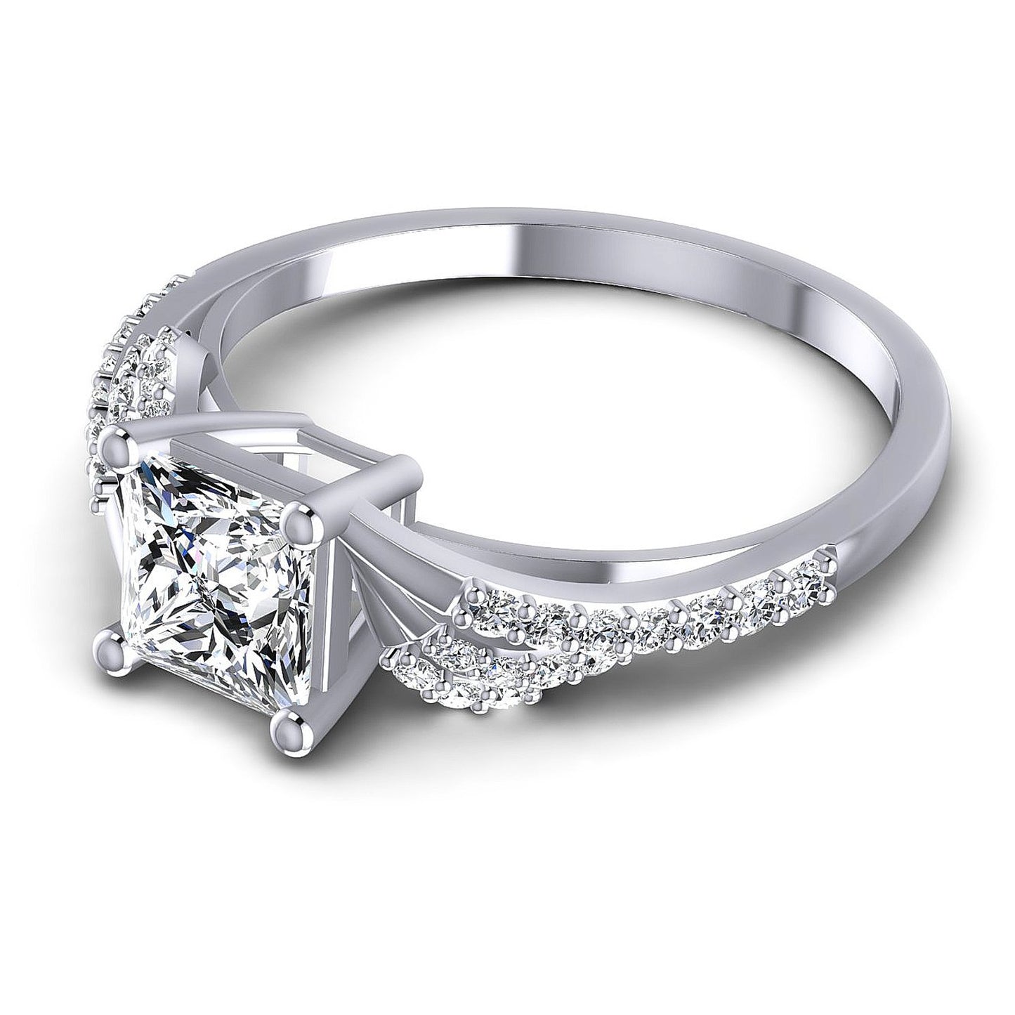 0.60CT Princess And Round  Cut Diamonds Engagement Rings