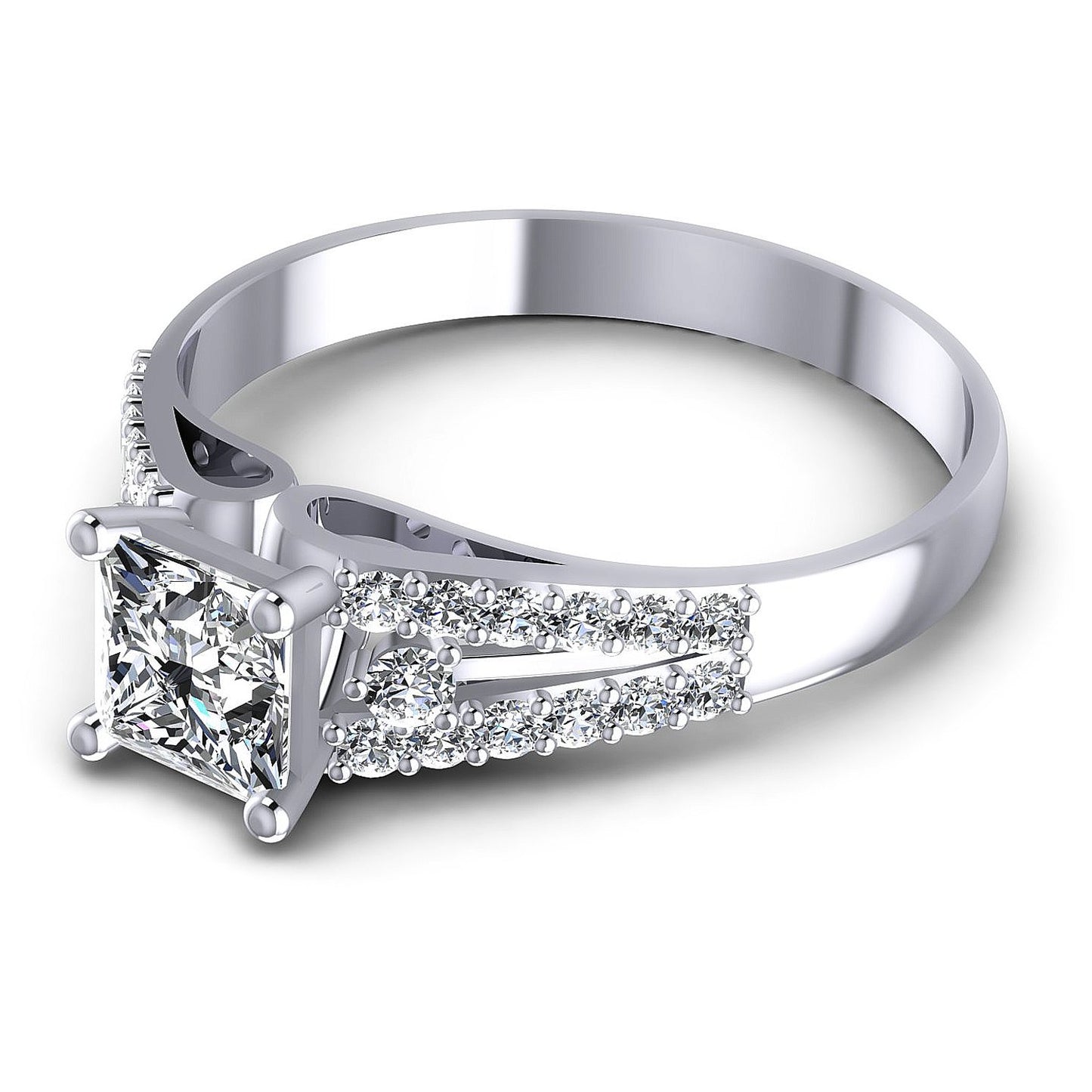 0.65CT Princess And Round  Cut Diamonds Engagement Rings