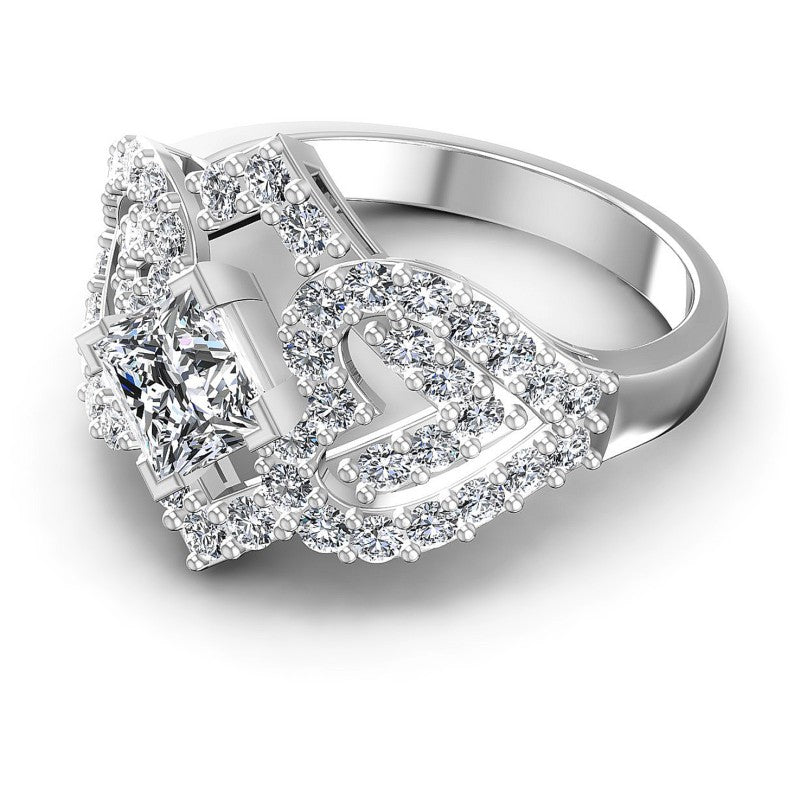 Princess and Round Diamonds 1.20CT Engagement Ring in 14KT Rose Gold