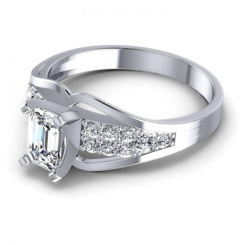 Round and Emerald Diamonds 0.70CT Engagement Ring in 14KT Rose Gold
