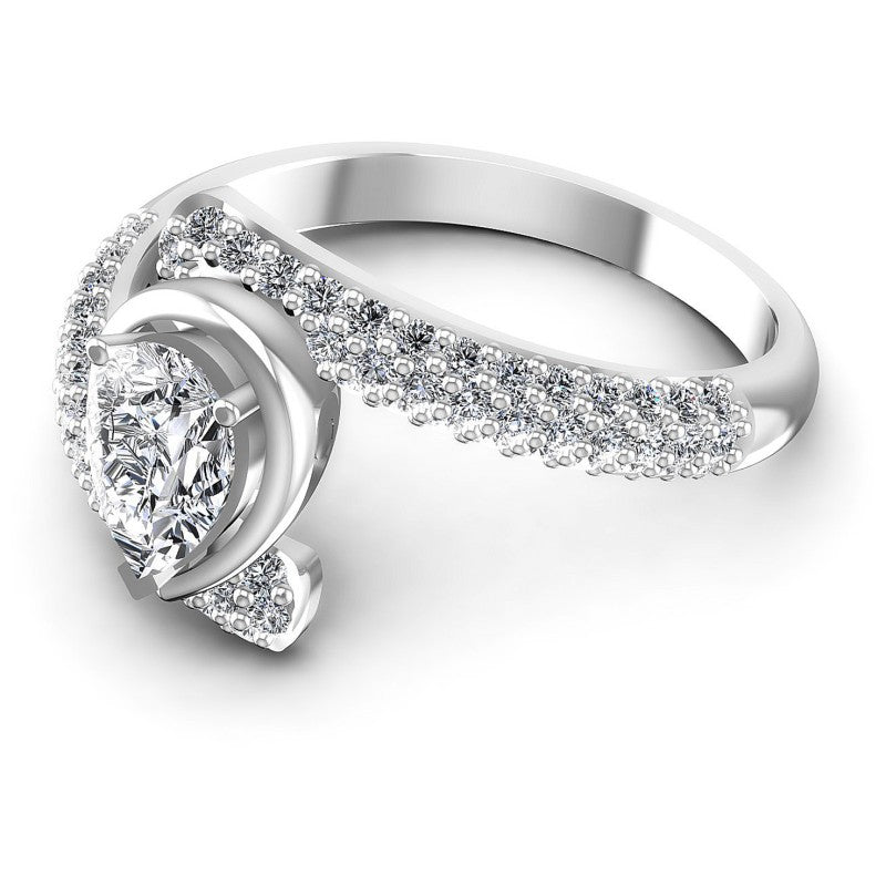 Round and Pear Diamonds 0.85CT Engagement Ring in 14KT Rose Gold