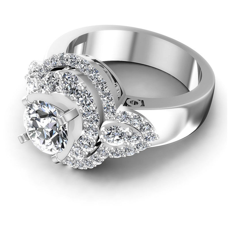 Round Diamonds 1.55CT Halo Ring in 14KT Rose Gold