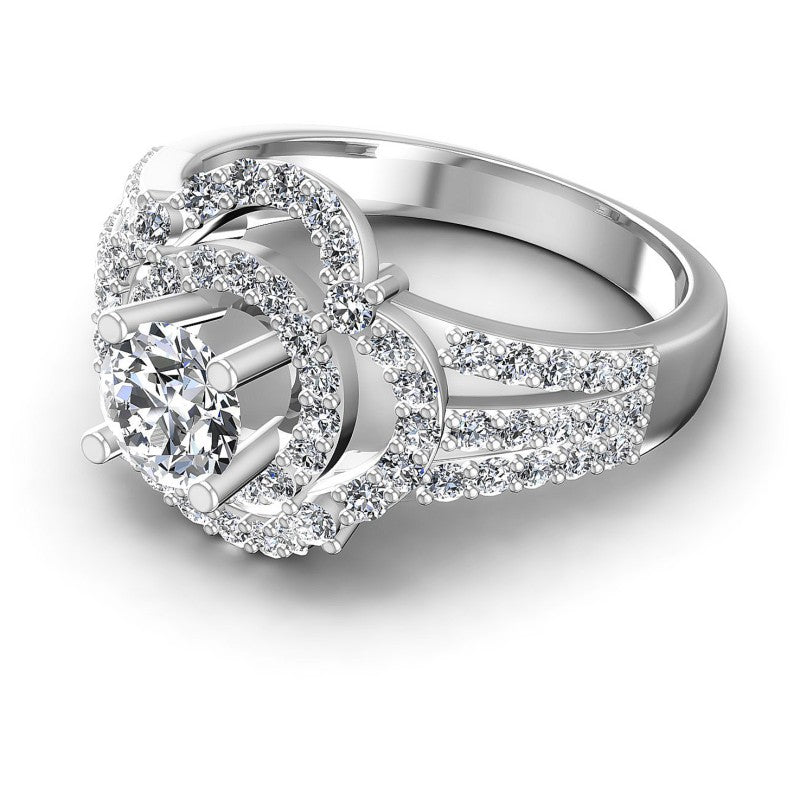 Round Diamonds 1.15CT Halo Ring in 14KT Rose Gold