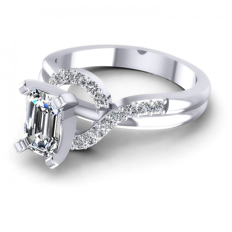 Round and Emerald Diamonds 0.60CT Engagement Ring in 14KT Rose Gold