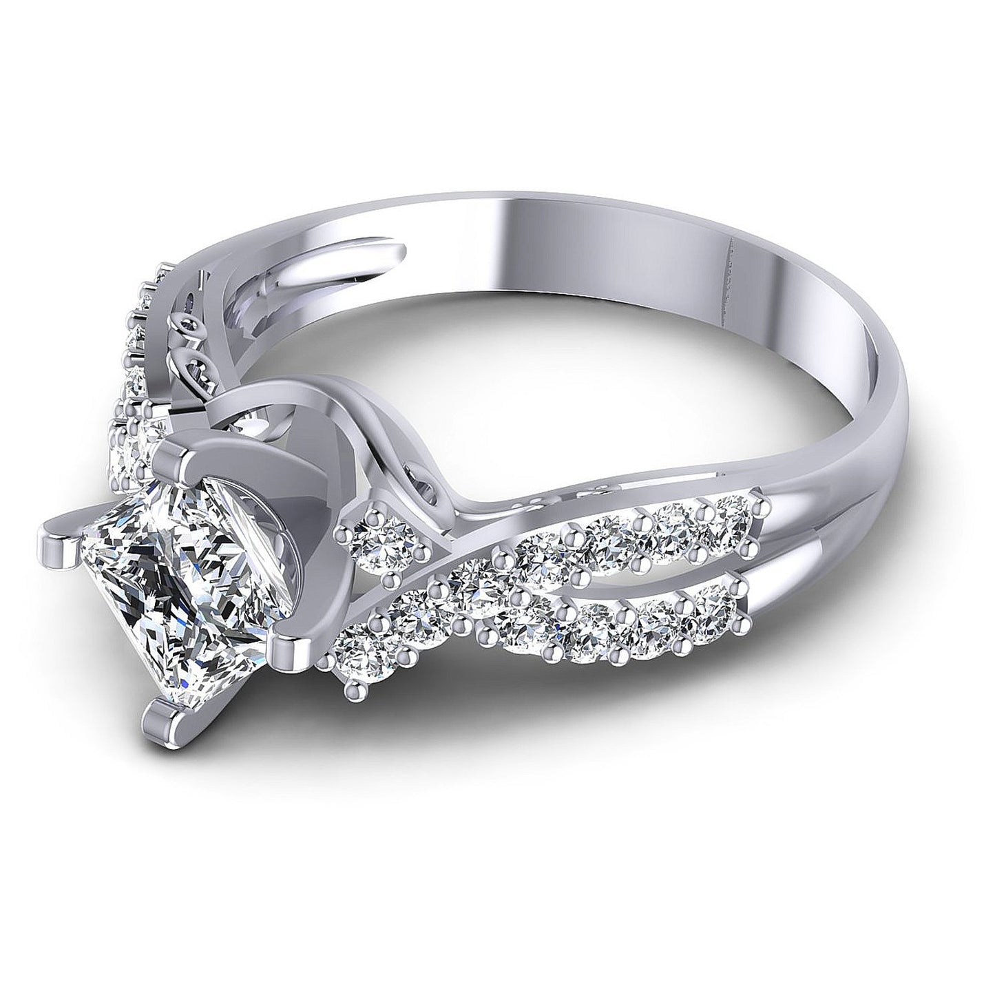 0.80CT Princess And Round  Cut Diamonds Engagement Rings