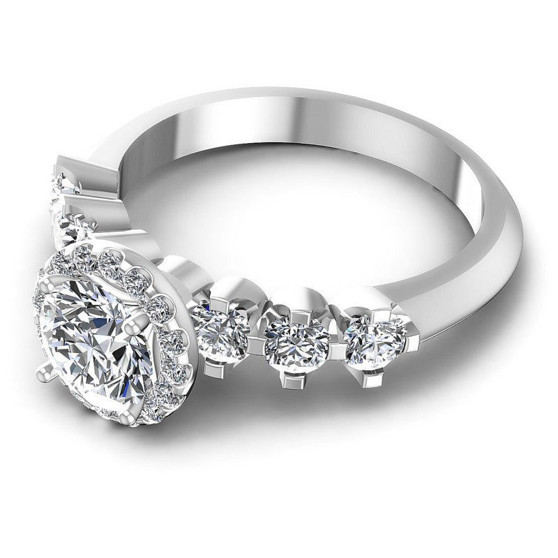 Round Diamonds 1.20CT Halo Ring in 14KT Rose Gold