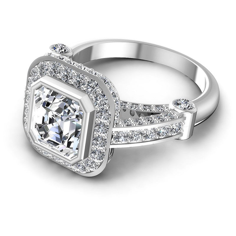 Round and Emerald Diamonds 1.70CT Halo Ring in 14KT Rose Gold