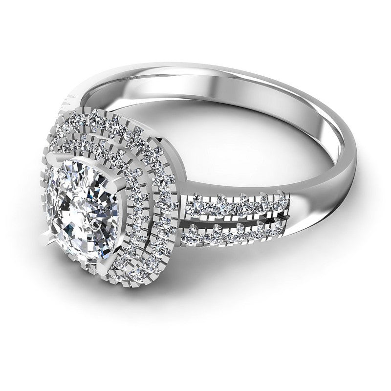 Round and Cushion Diamonds 1.00CT Halo Ring in 14KT Rose Gold