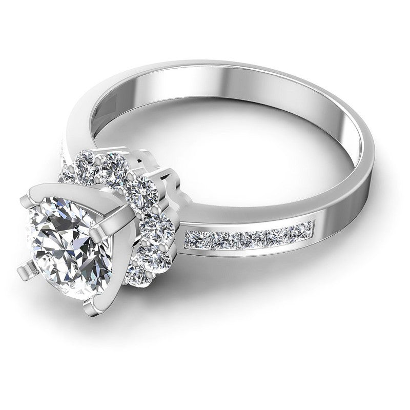 Princess and Round Diamonds 1.05CT Halo Ring in 14KT Rose Gold