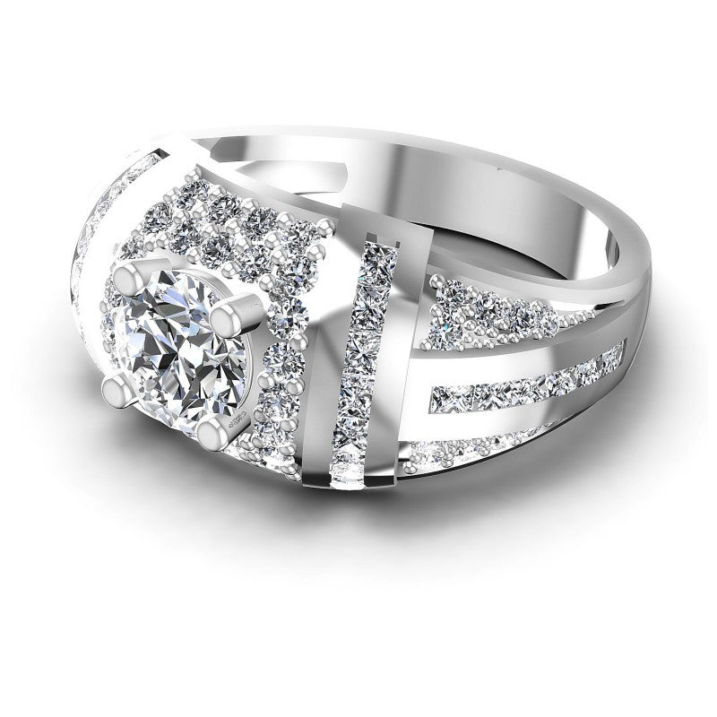 Princess and Round Diamonds 1.50CT Halo Ring in 14KT Rose Gold