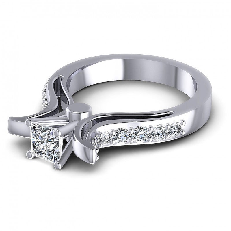 Princess and Round Diamonds 0.80CT Engagement Ring in 14KT Rose Gold