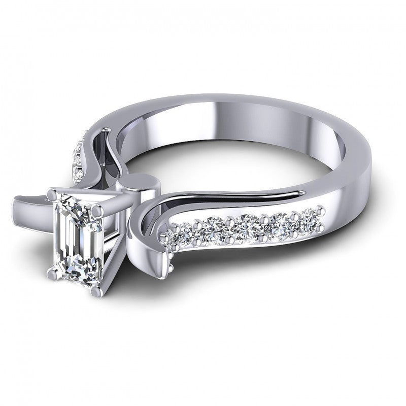 Round and Emerald Diamonds 0.80CT Engagement Ring in 14KT Rose Gold