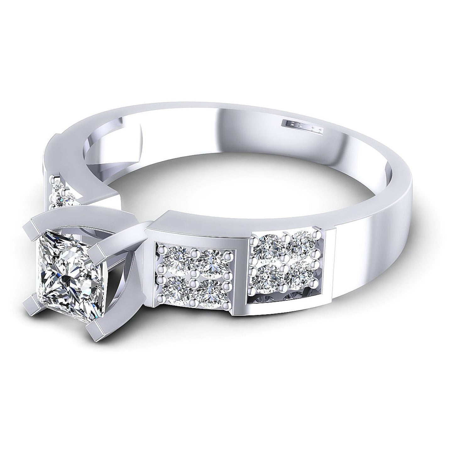 0.65CT Princess And Round  Cut Diamonds Engagement Rings