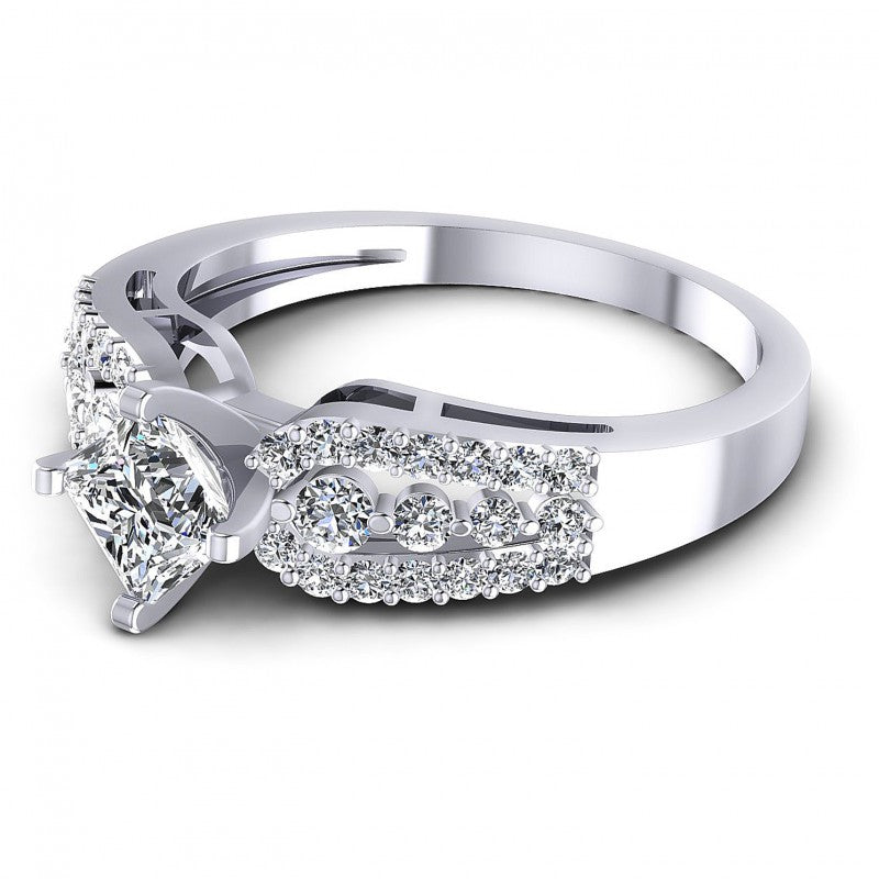 Princess and Round Diamonds 0.80CT Engagement Ring in 14KT Rose Gold