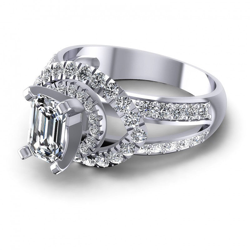 Round and Emerald Diamonds 1.25CT Engagement Ring in 14KT Rose Gold