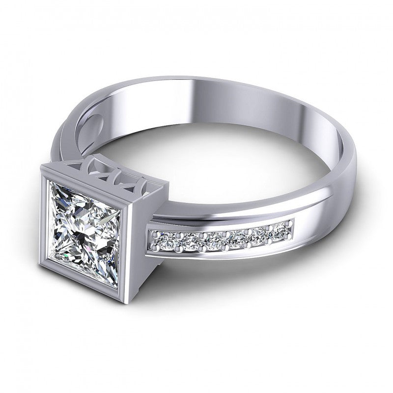 Princess and Round Diamonds 0.50CT Engagement Ring in 14KT Rose Gold