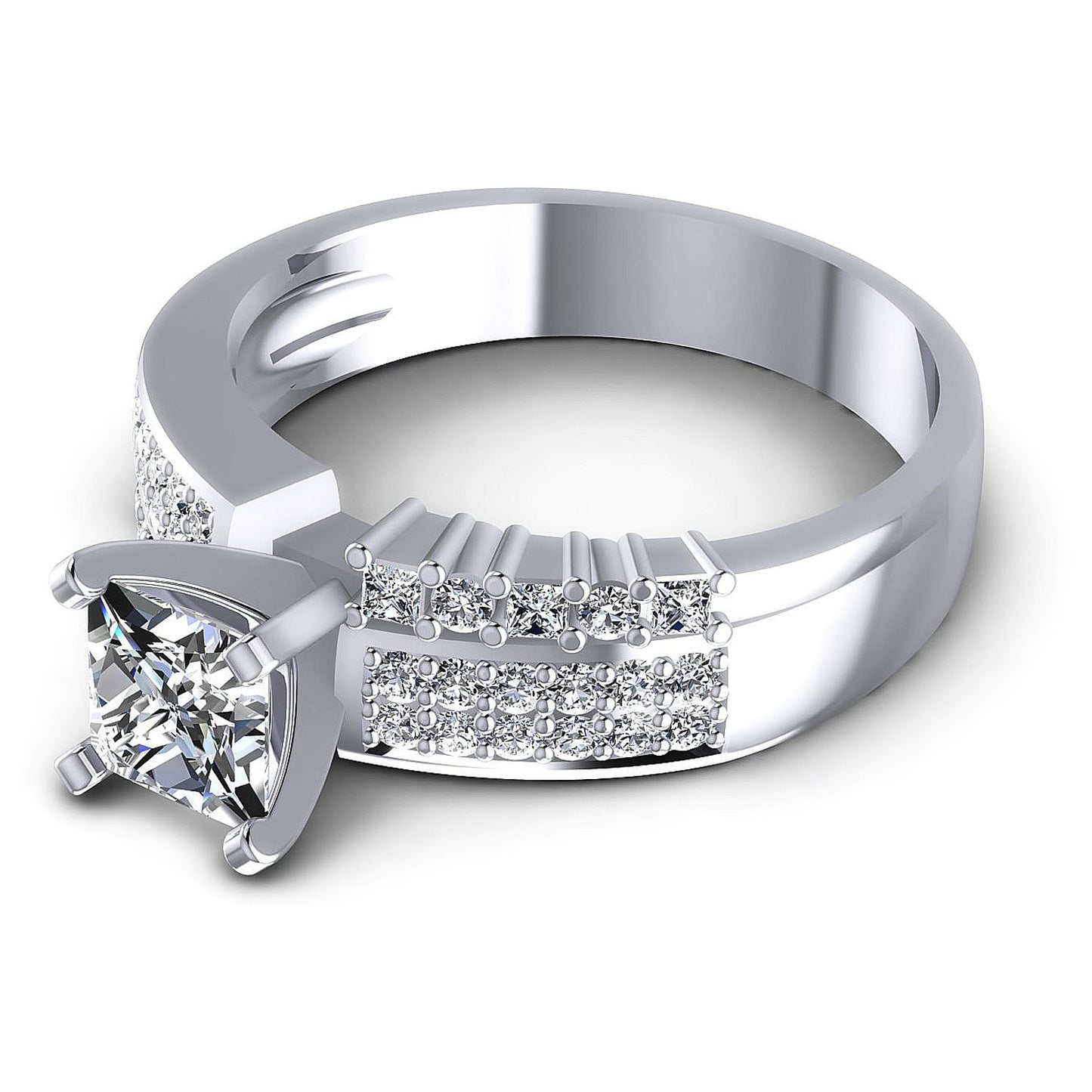 0.80CT Princess And Round  Cut Diamonds Engagement Rings