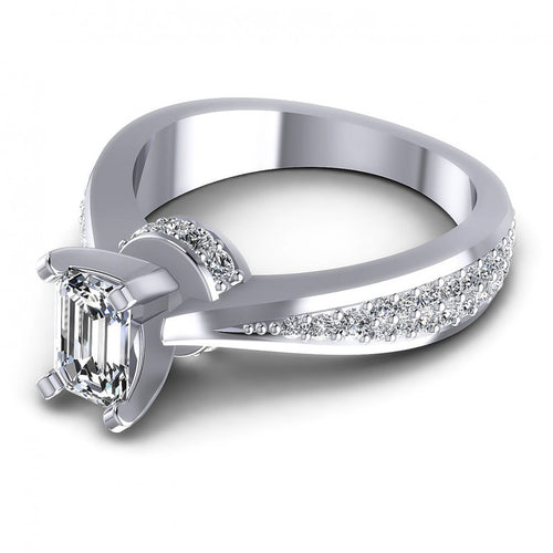 Round and Emerald Diamonds 0.95CT Engagement Ring in 14KT Rose Gold