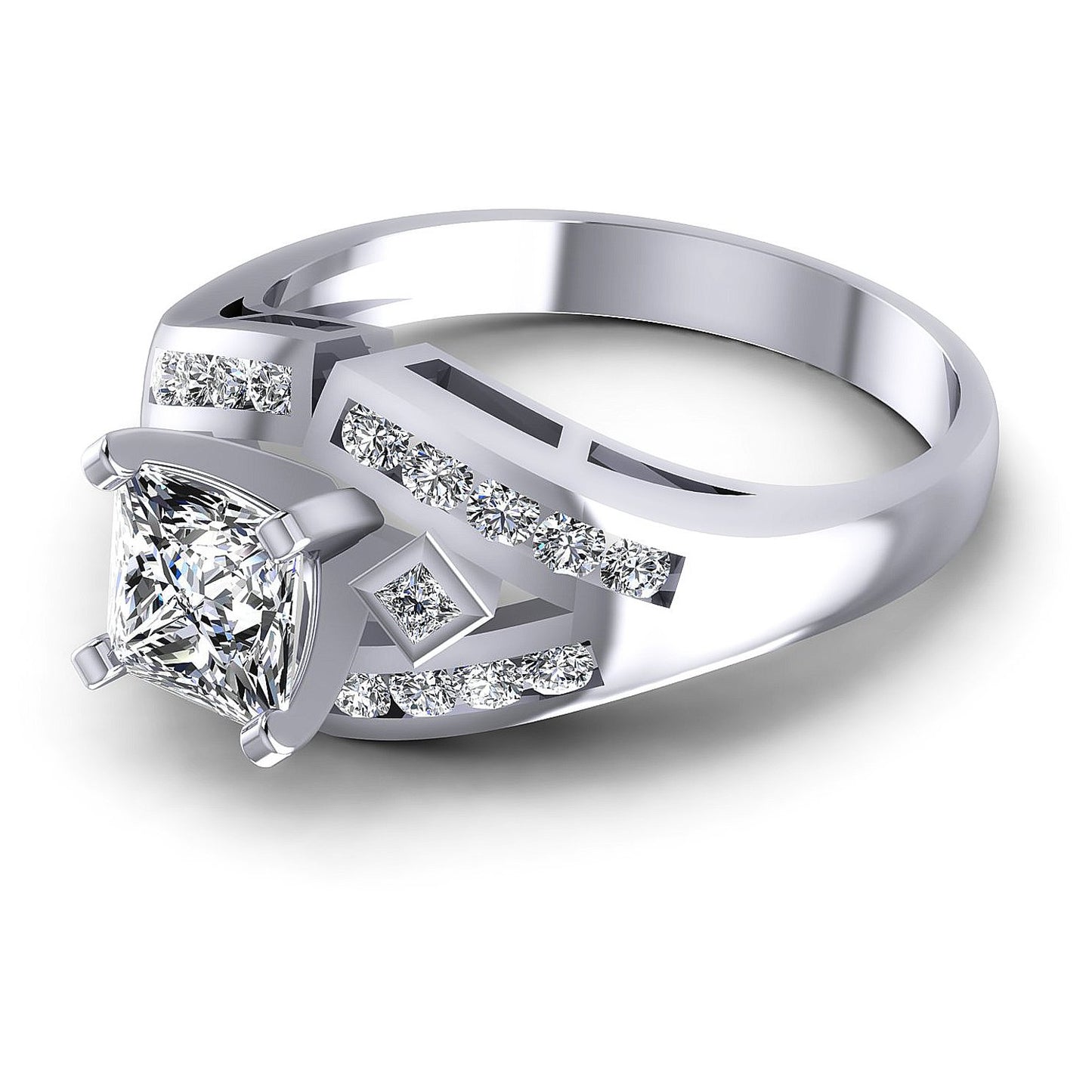 0.70CT Princess And Round  Cut Diamonds Engagement Rings